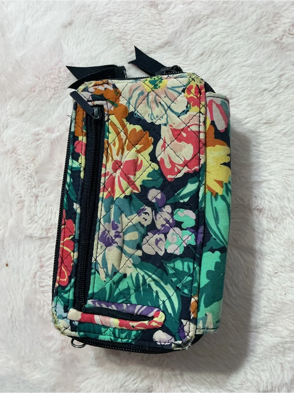 Vera Bradley Quilted Floral Wallet in Teal, Navy & Cream